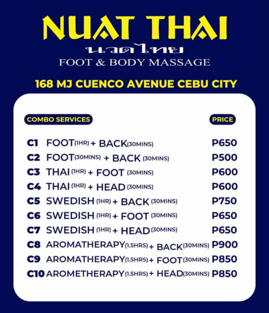 Nuat Thai Massage 價目表