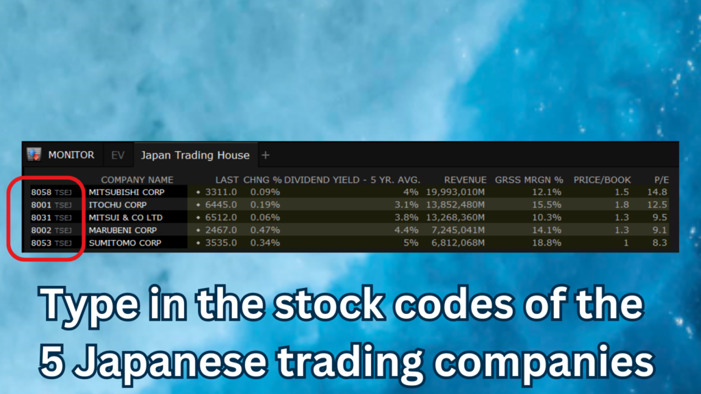 How to Add Japanese Trading Companies Stocks to Your Watchlist in IB Interactive Brokers step 2