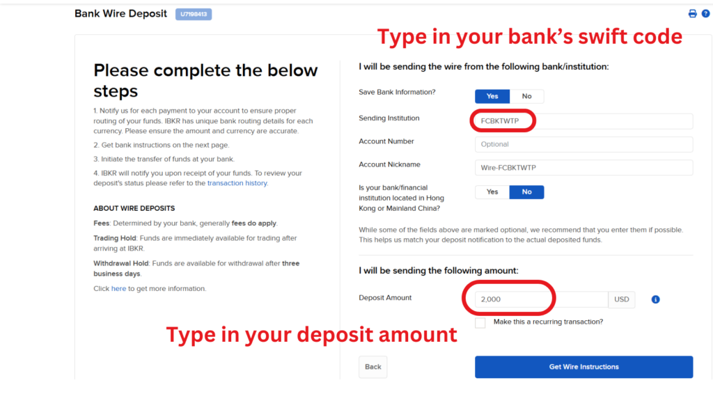 Create a deposit notification 5