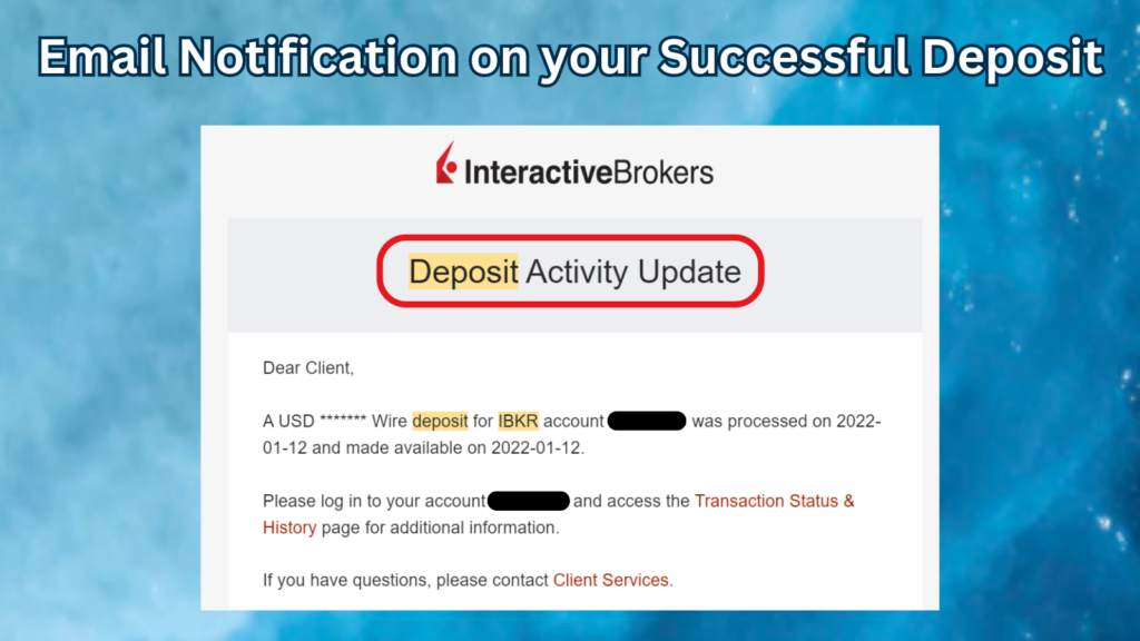Email Notification on your Successful Deposit