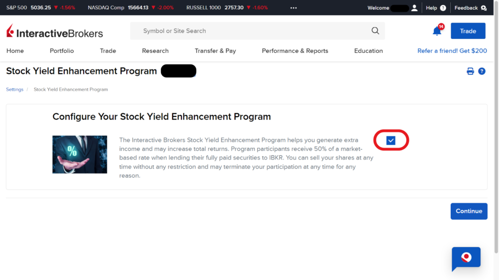IBKR How to Turn on the Stock Yield Enhancement Program 2