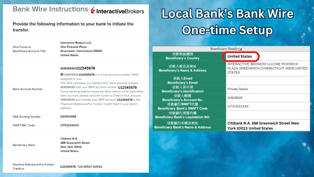 Initiate the deposit from your local bank with a first-time one-time setup 1