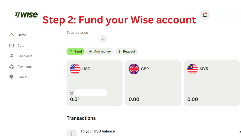 Step 2 Fund your Wise account