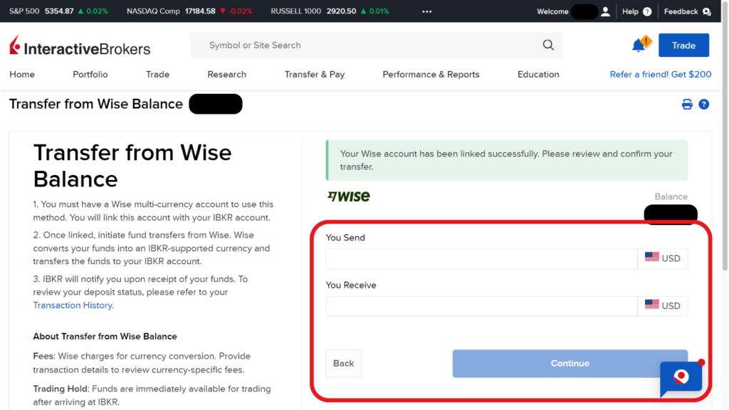 Step 4_ Transfer your money from Wise to Interactive Brokers