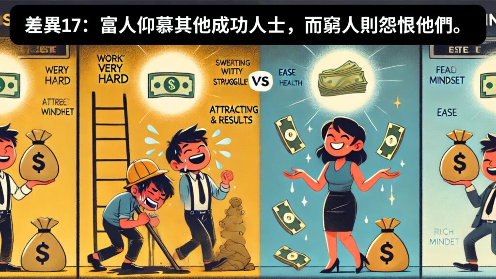 差異17：富人仰慕其他成功人士，而窮人則怨恨他們。