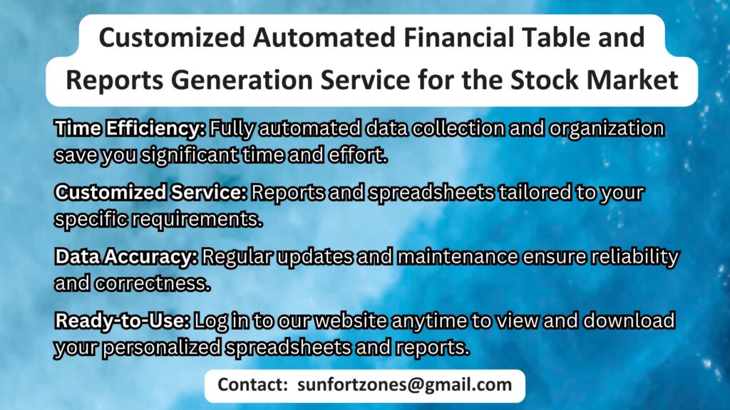 Customized Automated Financial Table and Reports Generation Service for the Stock Market