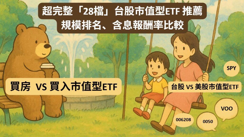 超完整「28檔」台股市值型ETF 推薦 規模排名、含息報酬率比較