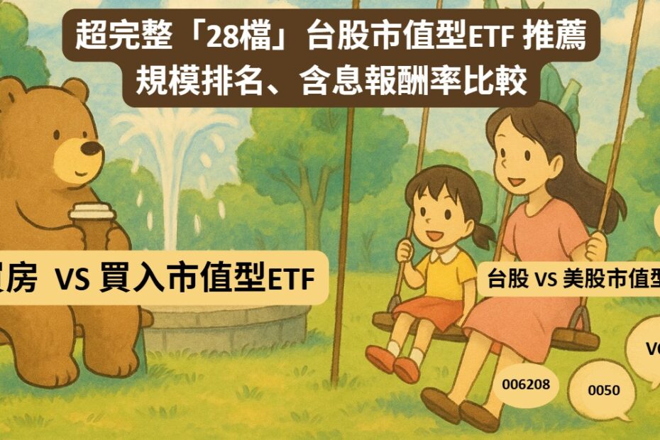 超完整「28檔」台股市值型ETF 推薦 規模排名、含息報酬率比較